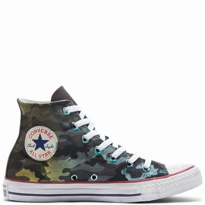 Férfi Converse Camo Chuck Taylor All Star Magasszárú Cipő CO4075238 Sötétkék Zöld Camo